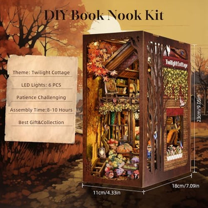 TOYQI Book Nook Kit for Adult, DIY Miniature Dollhouse Kit,Twilight Cottage - Image 2