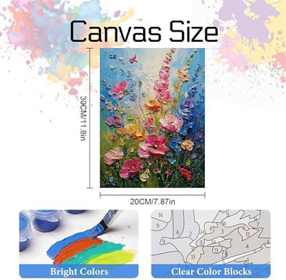 Jiqinsiye 3 Pcs DIY Flower Paint by Numbers for Adults,Wooden Framed Painting by Number Kits on Canvas,Acrylic Color by Numbers for Adult Beginner,Gifts Decor for Home Wall Room (Flower) - Image 4