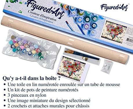 Figured'Art Paint by Numbers for Adults Love Flowers 16"x20" - Craft Art Painting DIY Kit Rolled Canvas Without Frame - Image 5