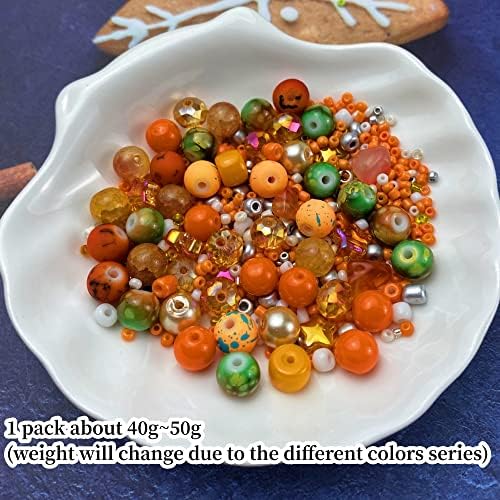 Assorted Glass Resin Beads Multi Size Colors Smooth Cracked Gravel Millet Spacer Beads for Bracelets Necklace Earring DIY Jewelry Making Craft(Orange Series) - Image 2