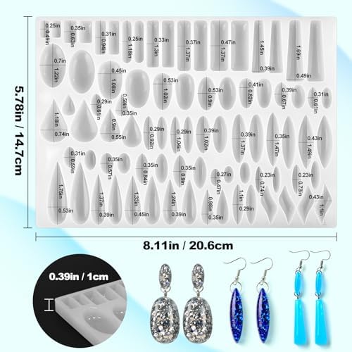Resin Earring Molds, 41 Paired Shapes Stud Earring Silicone Molds - Image 6