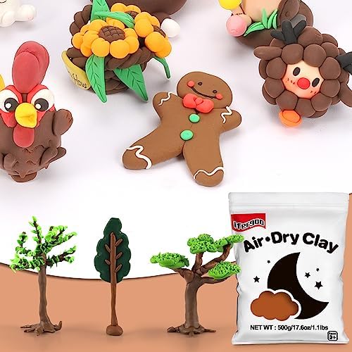 ifergoo 500g Brown Air Dry Clay, 1.1LBS DIY Creative Modeling Clay for Kids - Image 3