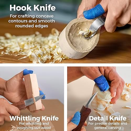 Schaaf Tools 3-pc Beginner Wood Carving Kit for Whittling and Spoon Carving - Image 5