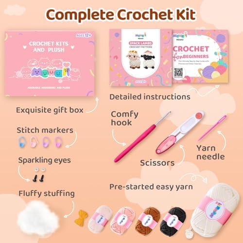 Mewaii Crochet Kit for Beginners, 2 Pack Lambs Craft Set - Image 4