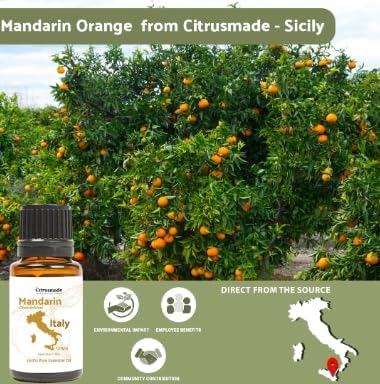 Nature Packaged Pure Mandarin Essential Oils - Direct from Citrusmade Italy for Diffusers, Aromatherapy, Home Fragrance & Bath - Natural Aceite de Mandarina for Massage (22lbs)