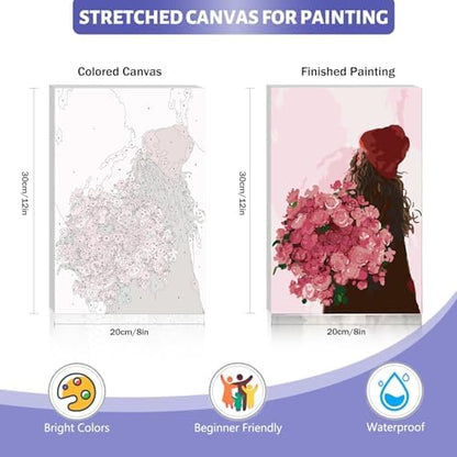Framed Paint by Numbers Kit for Adults Beginner & Kids Ages 8-12, Girl Flowers Paint by Numbers with frame, without Easel, DIY Acrylic Number Painting for Adults for Home Decor Gift 8 x 12 Inch - Image 4