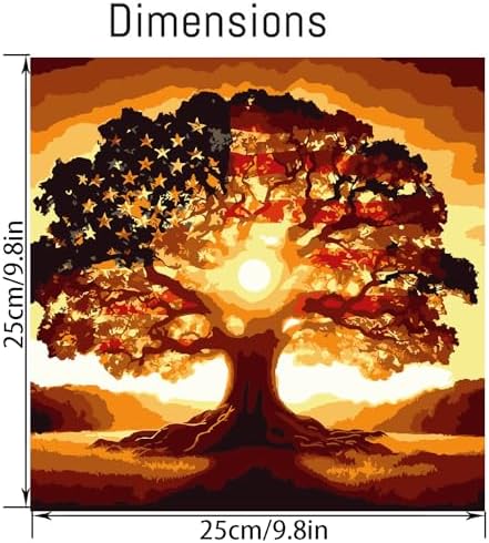 American flag Paint by Numbers Kit for Adults Beginner with Framed,Tree of Life Easy Adult Paint by Number Kits on Canvas DIY Painting for Beginners Art by Numbers for Home Wall Decor 10x10 Inch - Image 4