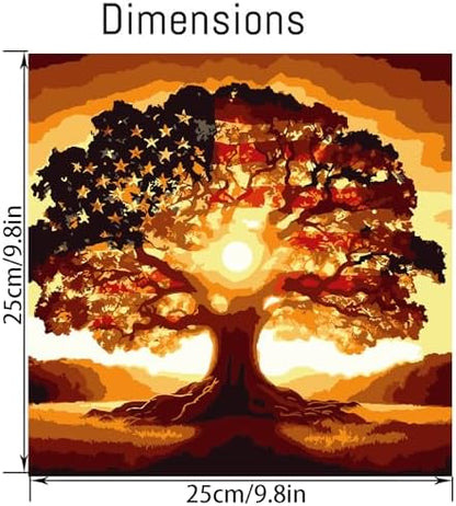 American flag Paint by Numbers Kit for Adults Beginner with Framed,Tree of Life Easy Adult Paint by Number Kits on Canvas DIY Painting for Beginners Art by Numbers for Home Wall Decor 10x10 Inch - Image 4