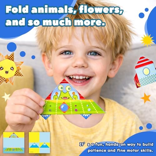 Origami Kit For Kids Ages 5-12, Includes 200 Sheets Of Origami Paper With A Guiding Book, Colorful Arts And Crafts Origami Book For Boys And Girls, Perfect For Road Trip Activities, Toys And Gifts - Image 2