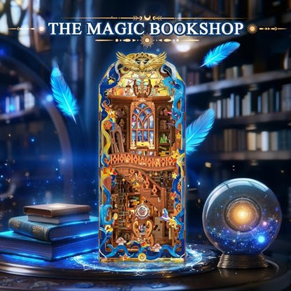 Book Nook Kit, DIY Miniature House 3D Wooden Puzzle with LED Light, Fantasy Bookstore Bookshelf Decor for Adults, Teens & Beginners, Gift for Book Lovers - Image 4