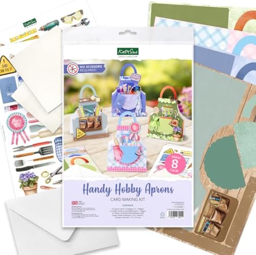 Katy Sue Handy Hobby Aprons Card Making Kit. Contains 8 Shaped Cards, 2 Sheets Die Cut Decoupage, Sticky Foam Pads, Instructions & 8 Envelopes. Apron-Themed Card Making Kits for Adults - Image 2