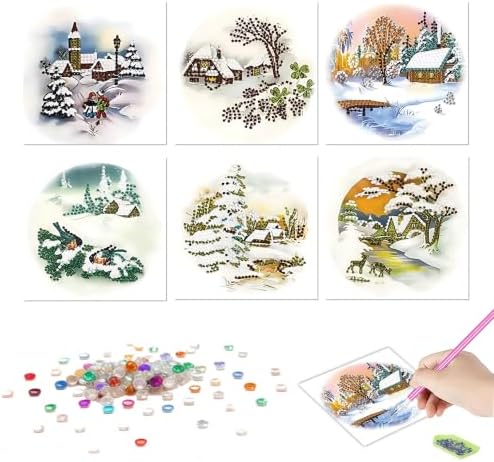 DDGYP 6Pcs Christmas Diamond Art Cards Kit with Envelopes - Image 3