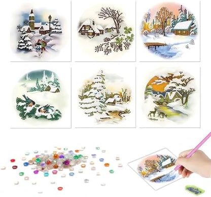 DDGYP 6Pcs Christmas Diamond Art Cards Kit with Envelopes - Image 3