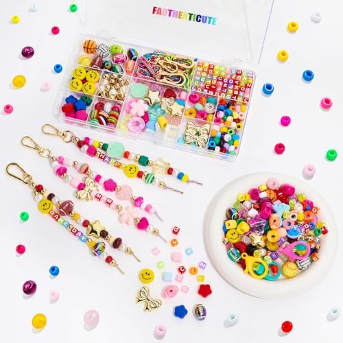 Colorful Beads Keychain Making Kit DIY Bag Charms Jewelry Making Kit Gifts by FAUTHENTICUTE