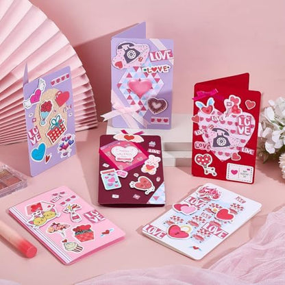 WEBEEDY 15 Sets Valentines's Day Card Making Kits Complete DIY Greeting Card Sets with Blank Cards, Stickers, Envelopes for Beginners Birthday Christmas Valentines's Day Invitation Paper Craft Gift - Image 5