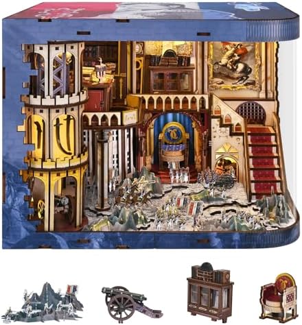 MiniCity Napoleon DIY Book Nook Kit, Wooden 3D Bookshelf Insert with LED by MiniCity