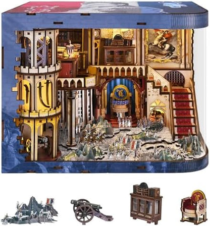 MiniCity Napoleon DIY Book Nook Kit, Wooden 3D Bookshelf Insert with LED by MiniCity