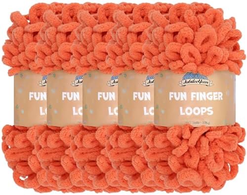 JubileeYarn Fun Finger Loops Yarn - Living Coral - 5 Skeins by BambooMN