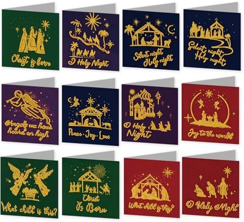 12Pcs DIY Diamond Art Greeting Cards Kit with Envelopes&Tools - Create Your Own Sparkling Birthday, Thank You, Holiday Cards for Adults & Beginners(Faith) by Unknown