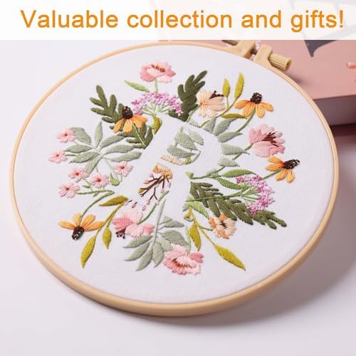 Harimau Letter R Pattern Embroidery Kit for Adult Beginners, Complete Starter Pack with 1 Hoop, Needles, Instruction Guide & Embroidery Stitch Video Tutorials - Image 5
