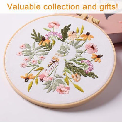 Harimau Letter R Pattern Embroidery Kit for Adult Beginners, Complete Starter Pack with 1 Hoop, Needles, Instruction Guide & Embroidery Stitch Video Tutorials - Image 5