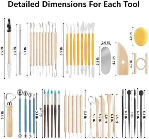 Jahnrun 48Pcs Pottery Kit, Professional Polymer Clay Sculpting Tools Set - Image 2