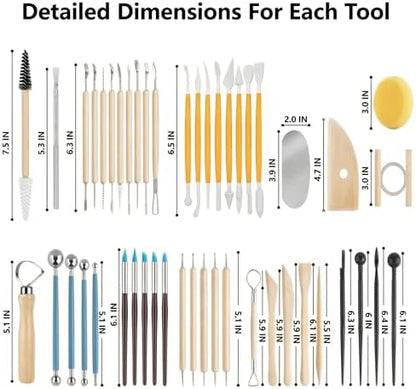 Jahnrun 48Pcs Pottery Kit, Professional Polymer Clay Sculpting Tools Set - Image 2