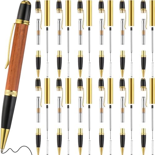 Colarr 12 Pack Woodturning Pen Kit Twist Ballpoint Pen Kit, Gold by Colarr