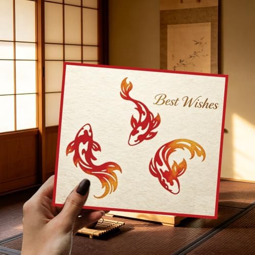 Koi Fishes Cutting Dies Making Die Cut Carbon Steel Die Cuts Stencils Blessing Card Scrapbooking Embossing Template Dies for Birthday Greeting Card Album Photo Decor - Image 5