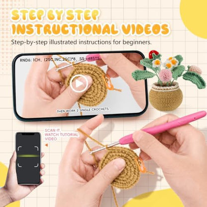 Crochet Kit for Beginners, Crochet Plant Kit,Knitting Kit(Strawberry) - Image 2