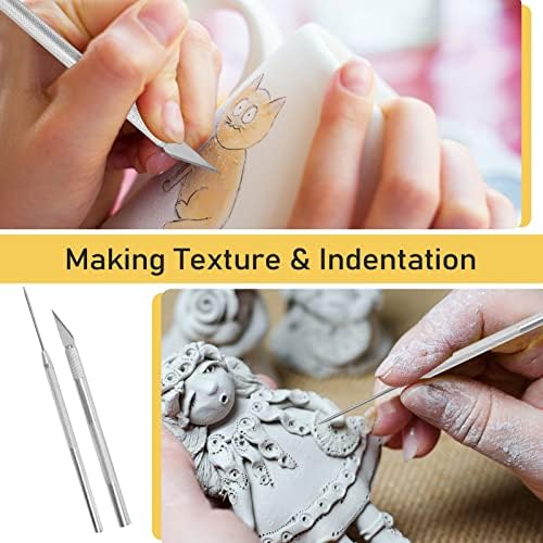 28Pcs Polymer Clay Cutter Tools, Pletpet Polymer Clay Tools Acrylic Roller/ 14 Sculpting Kits/ 7 Circle Shape Cutter/ 2 Acrylic Sheets for Press/ 2 Scarper/Needle Detail Shaping - Image 5