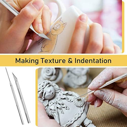 28Pcs Polymer Clay Cutter Tools, Pletpet Polymer Clay Tools Acrylic Roller/ 14 Sculpting Kits/ 7 Circle Shape Cutter/ 2 Acrylic Sheets for Press/ 2 Scarper/Needle Detail Shaping - Image 5