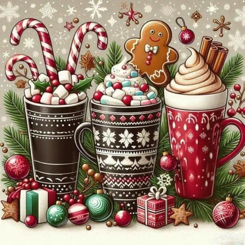 Cross Stitch Kit for Adults Beginners - Snowflake Gingerbread Cup DIY Craft by Unknown