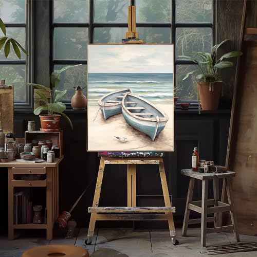 Natuyalo Paint by Numbers for Adults Beginner, Boat on the Beach Acrylic Easy Paint by Numbers Kits Craft Kits for Adults Suitable for Home Wall Decoration Flameless 16x20 Inch - Image 4