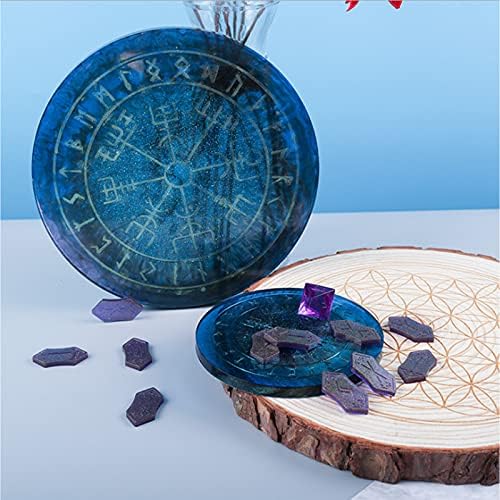 WANDIC Set of 6 Silicone Rune Tray Rune Stones Resin Molds, Rune Divination Resin Mold, and Divination Card Astrology Compass Resin Mold for DIY Craft Jewelry Game Making - Image 6