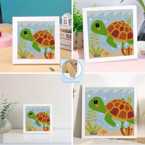 Lzyueyuan Turtle Cross Stitch Kits for Beginners, Stamped Cross Stitch for Adults with Framed,Crafts for Girls 8-12 Embroidery Kit,11CT Cross-Stitch Arts and Crafts for Adults 8.7inX8.7in - Image 4