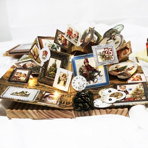 CATaireen Vintage Junk Journal Items Kit Pre Cut Paper Cards Cutout Cardstock Art Aesthetic Decor Hollow Out Craft Elements Small Embellishments Supplies for Adults Scrapbook Pack (Photo Frame Dark) - Image 5