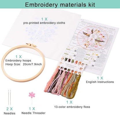 Harimau Letter R Pattern Embroidery Kit for Adult Beginners, Complete Starter Pack with 1 Hoop, Needles, Instruction Guide & Embroidery Stitch Video Tutorials - Image 2