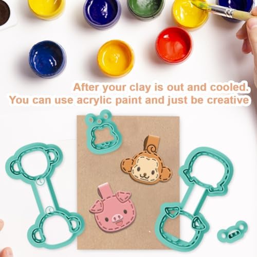 beinkmake 10Pcs Animals Keychain Polymer Clay Cutters for Adults Cute Animals Avatars Polymer Clay Keychain Cutter for Jewerly Making Birthday Party Gifts DIY Supplies - Image 5