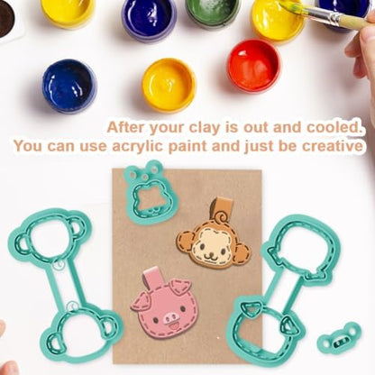 beinkmake 10Pcs Animals Keychain Polymer Clay Cutters for Adults Cute Animals Avatars Polymer Clay Keychain Cutter for Jewerly Making Birthday Party Gifts DIY Supplies - Image 5