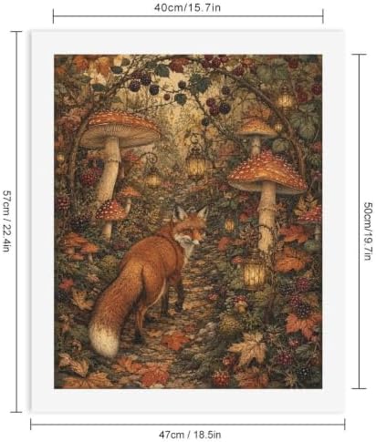 Bozfoxa Paint by Numbers Kit for Adults Beginner Fox Mushroom Forest - Image 3