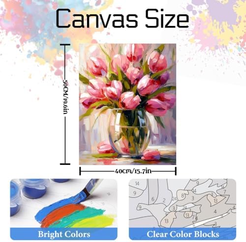 Nancency DIY Paint by Number for Adults,Painting Kits for Adult,Color by Numbers,Paint by Number Canvas Crafts Watercolor for Beginner Room Decor (Flower) - Image 3