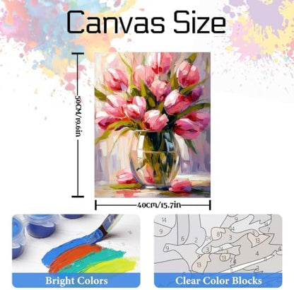 Nancency DIY Paint by Number for Adults,Painting Kits for Adult,Color by Numbers,Paint by Number Canvas Crafts Watercolor for Beginner Room Decor (Flower) - Image 3
