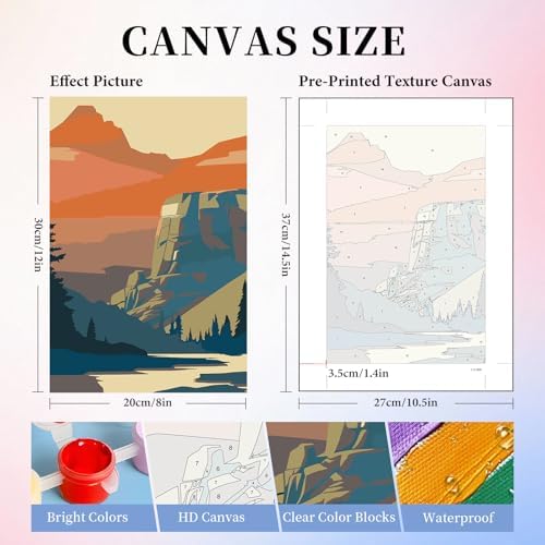 6 Pack Paint by Numbers Kit for Adults, National Park Canvas Painting Set - Image 3