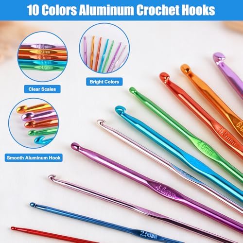 MECHEER Crochet Hooks Set, 54 Pack Crochet Needles Set Crochet Kits for Beginners, Ergonomic Crochet Hooks Kit with Storage Case, Knitting Needles, Hand Craft Knitting Accessories for Crocheters - Image 3