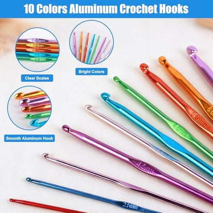 MECHEER Crochet Hooks Set, 54 Pack Crochet Needles Set Crochet Kits for Beginners, Ergonomic Crochet Hooks Kit with Storage Case, Knitting Needles, Hand Craft Knitting Accessories for Crocheters - Image 3