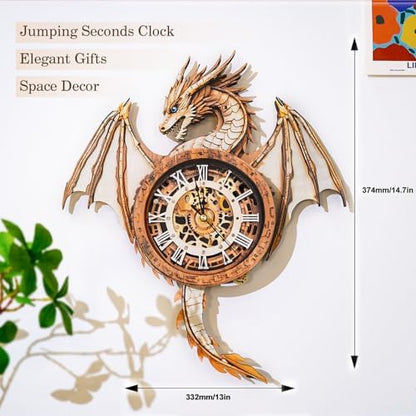 KAAYEE 3D Puzzles for Adults Dragon Clock DIY Wooden Puzzle Craft - Image 5