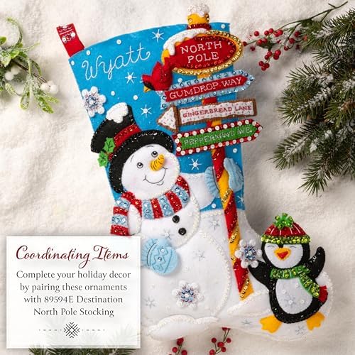 Bucilla, Felt Applique 4 Piece Ornament Making Kit, Polar Pal Parade, Perfect for DIY Arts and Crafts - Image 5