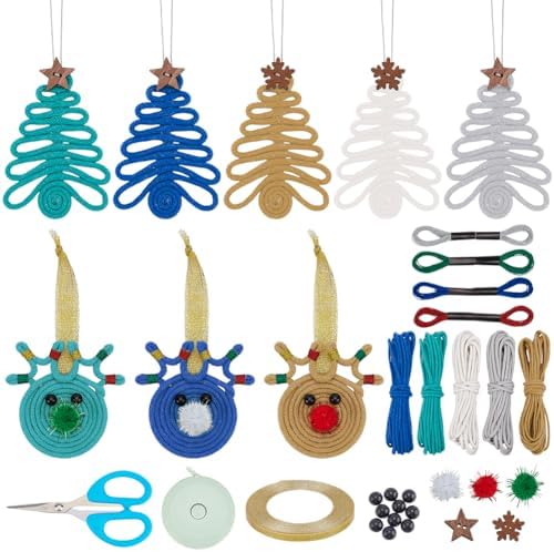 INFUNLY 8 Sets Boho Tree Macrame Kits DIY Christmas Elk Macrame Ornament for Adults BeginnerHanging with Instructions Christmas Handmade Macrame Hanging Kit for Holiday Wall Home Party Decor by INFUNLY