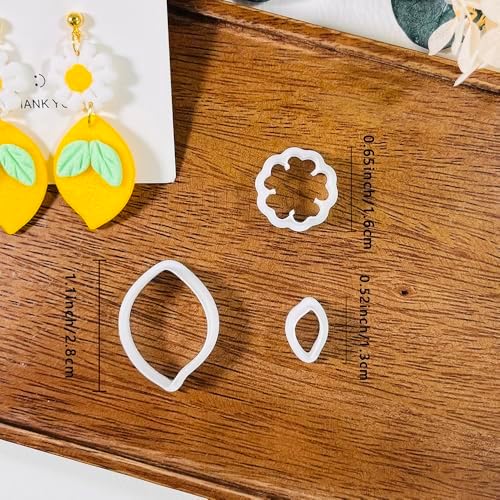 Xaekicr Lemon Flower Polymer Clay Cutters – 3 Pcs Clay Earring Cutters Set – Clay Tools for Polymer Clay Jewelry Making – DIY Summer Earring Cutter Kit for Crafts and Accessories - Image 6